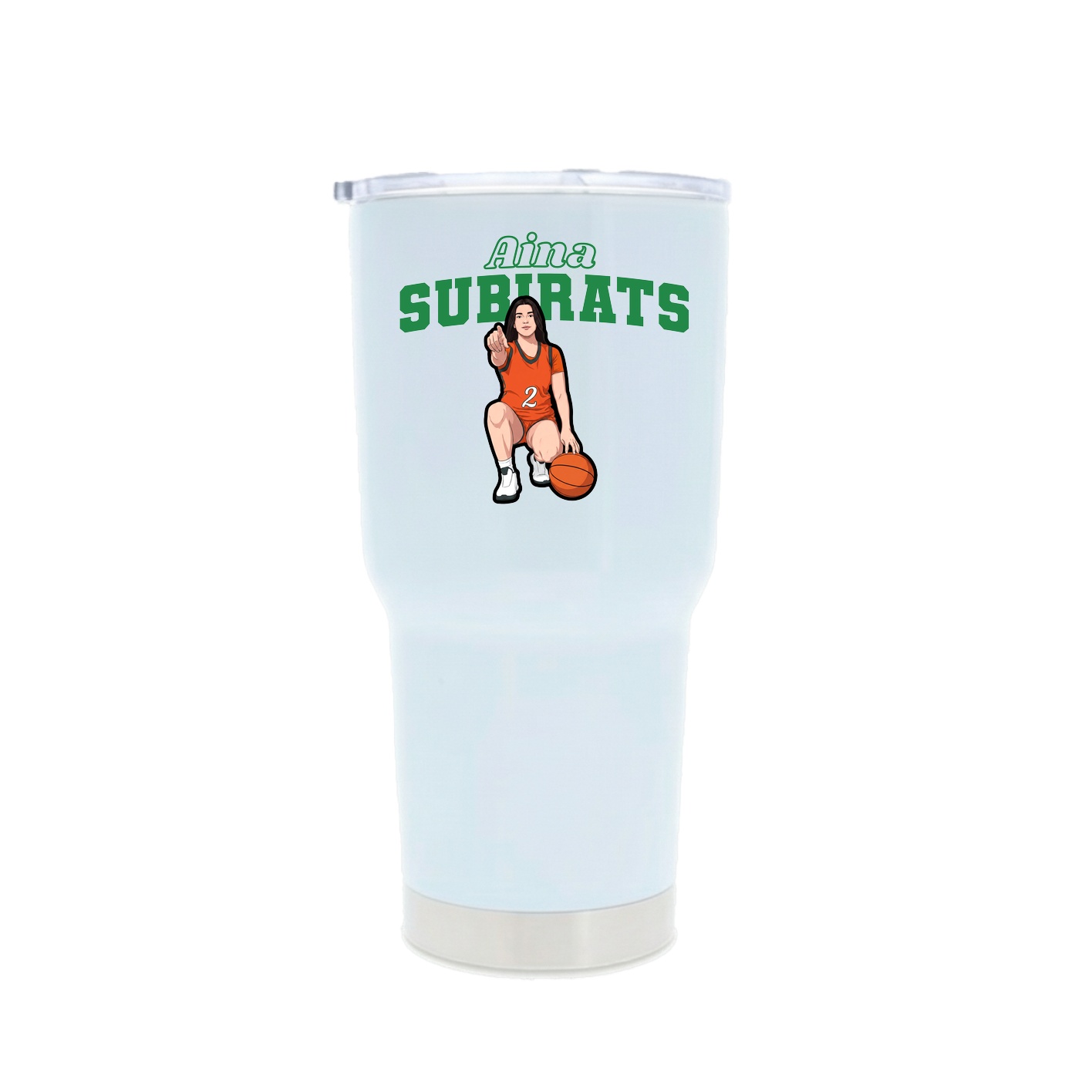 30oz Stainless Steel Tumbler — Name Arch in White