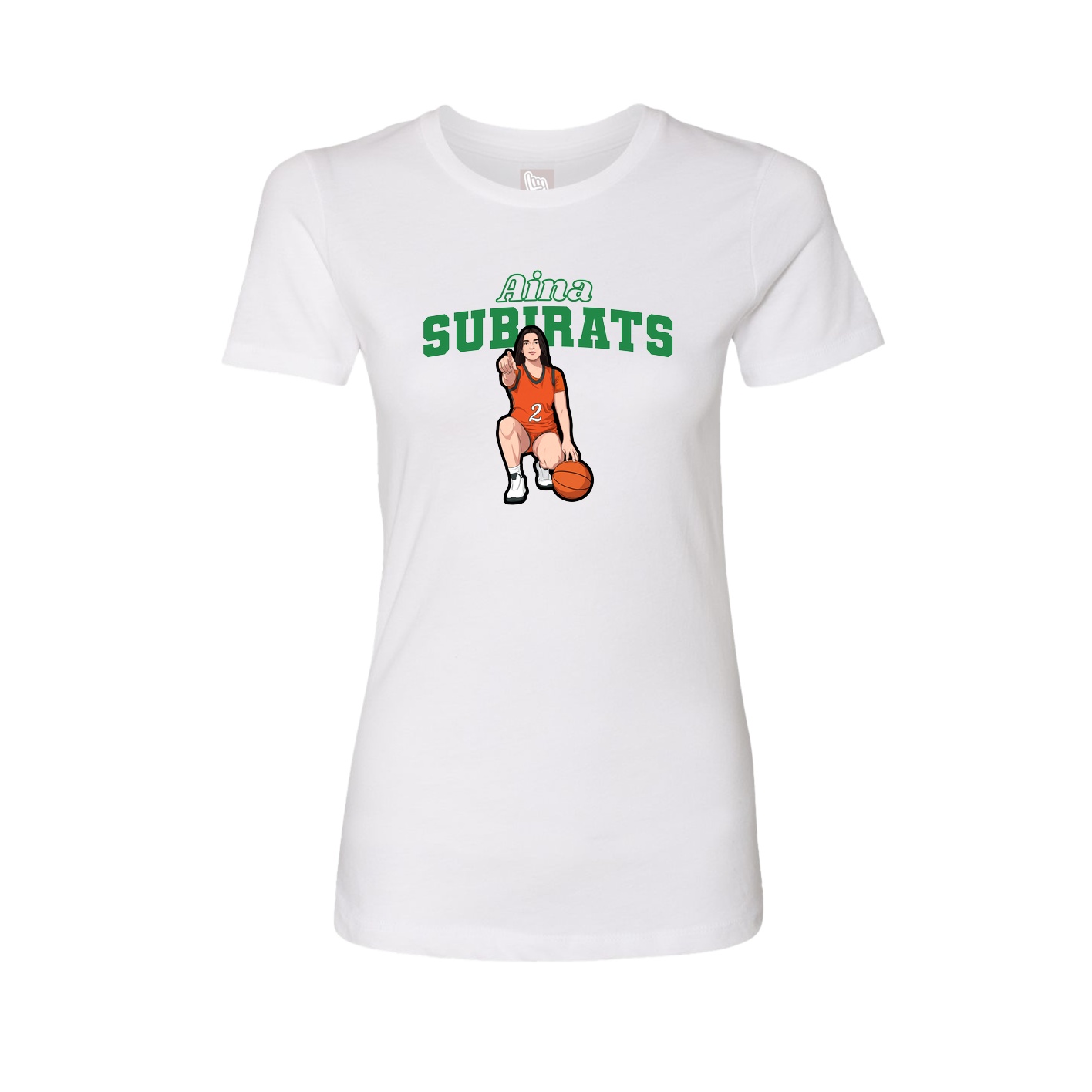 Womens Tee — Name Arch in White