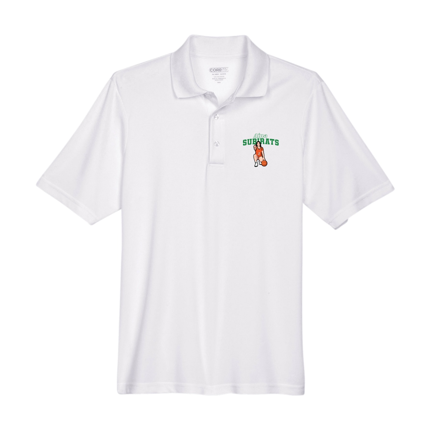 Performance Polo — Name Arch in White