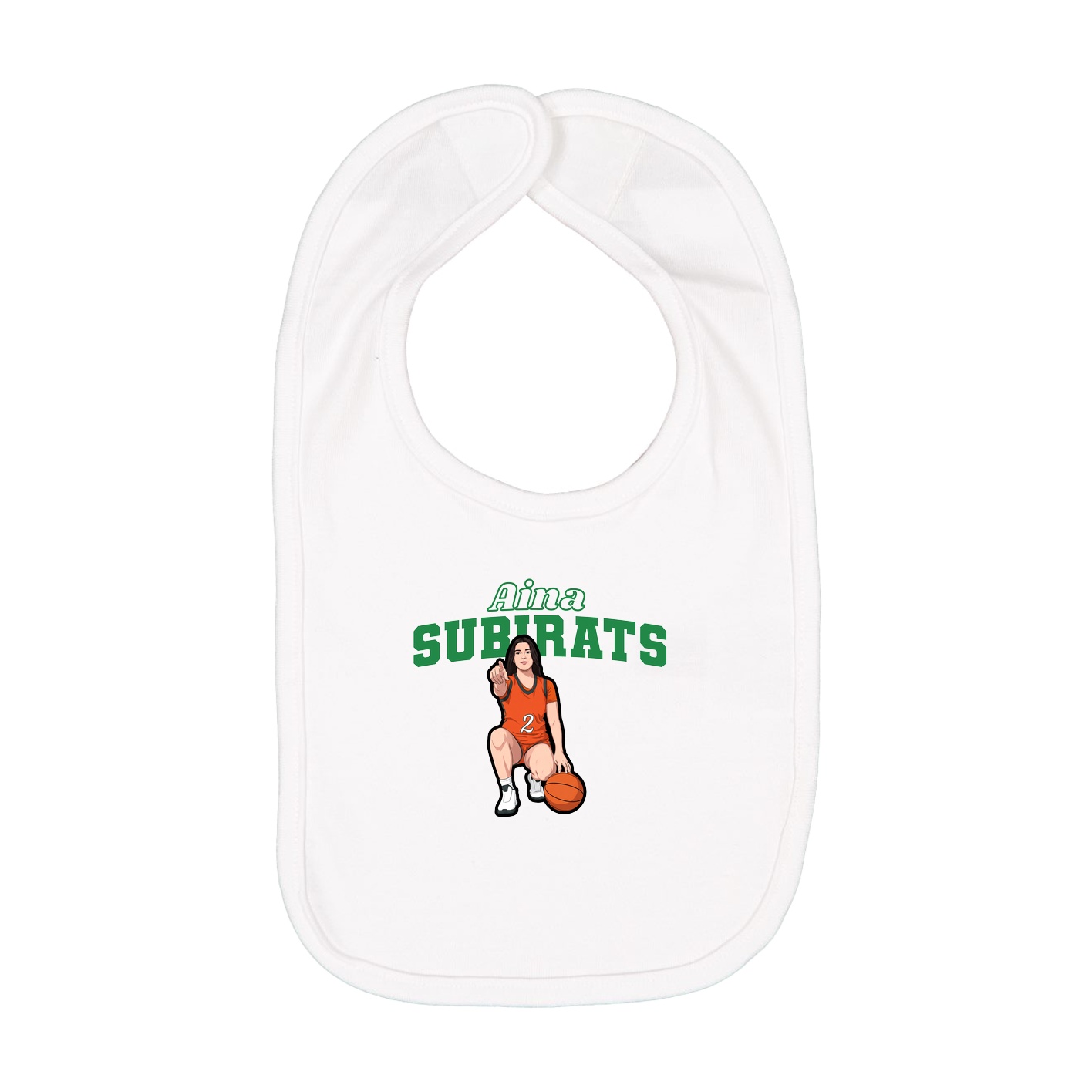 Infant Bib — Name Arch in White