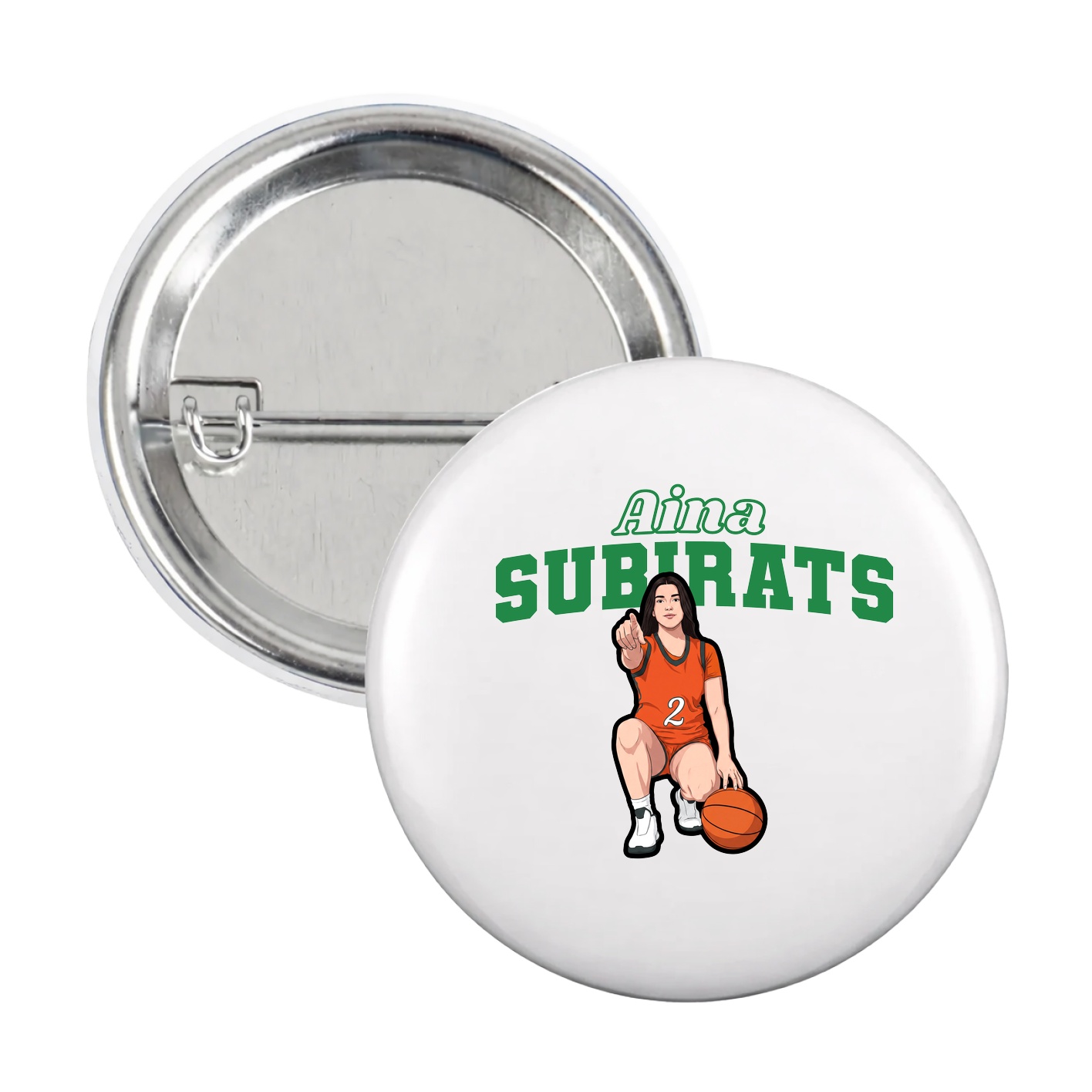 Game Day Button — Name Arch in White