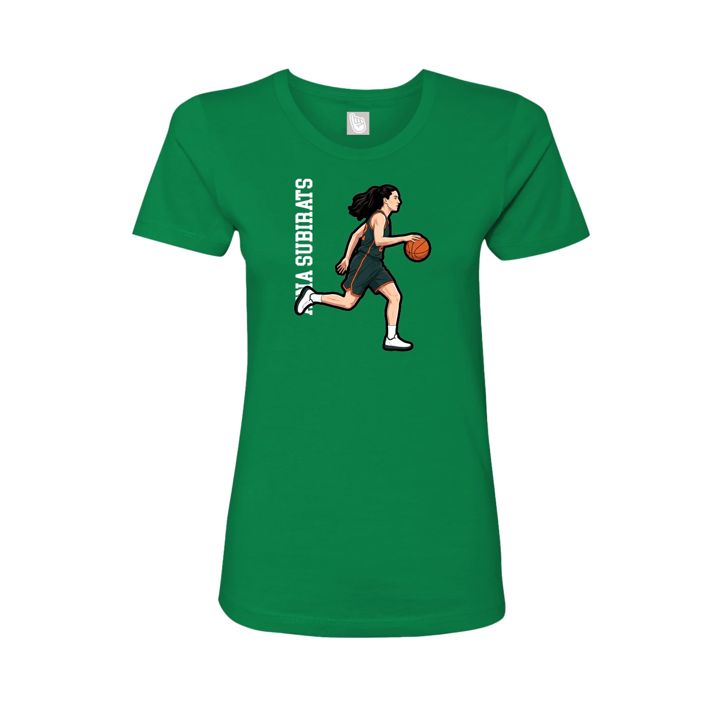 Womens Tee — Name Vertical in Green