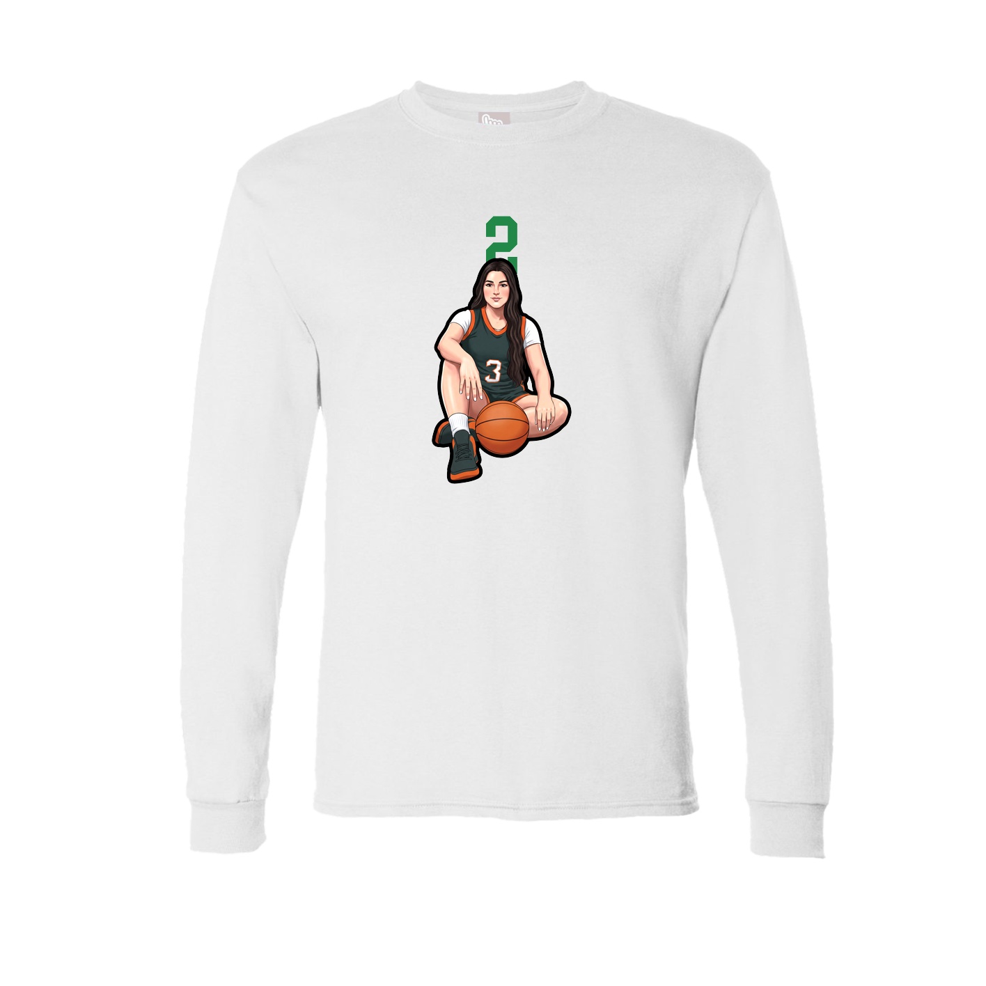 Long Sleeve Tee — Number Top in White