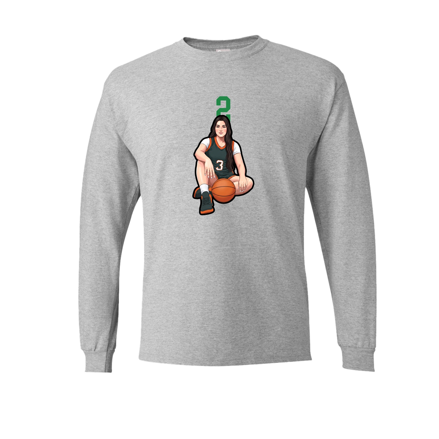 Long Sleeve Tee — Number Top in Grey