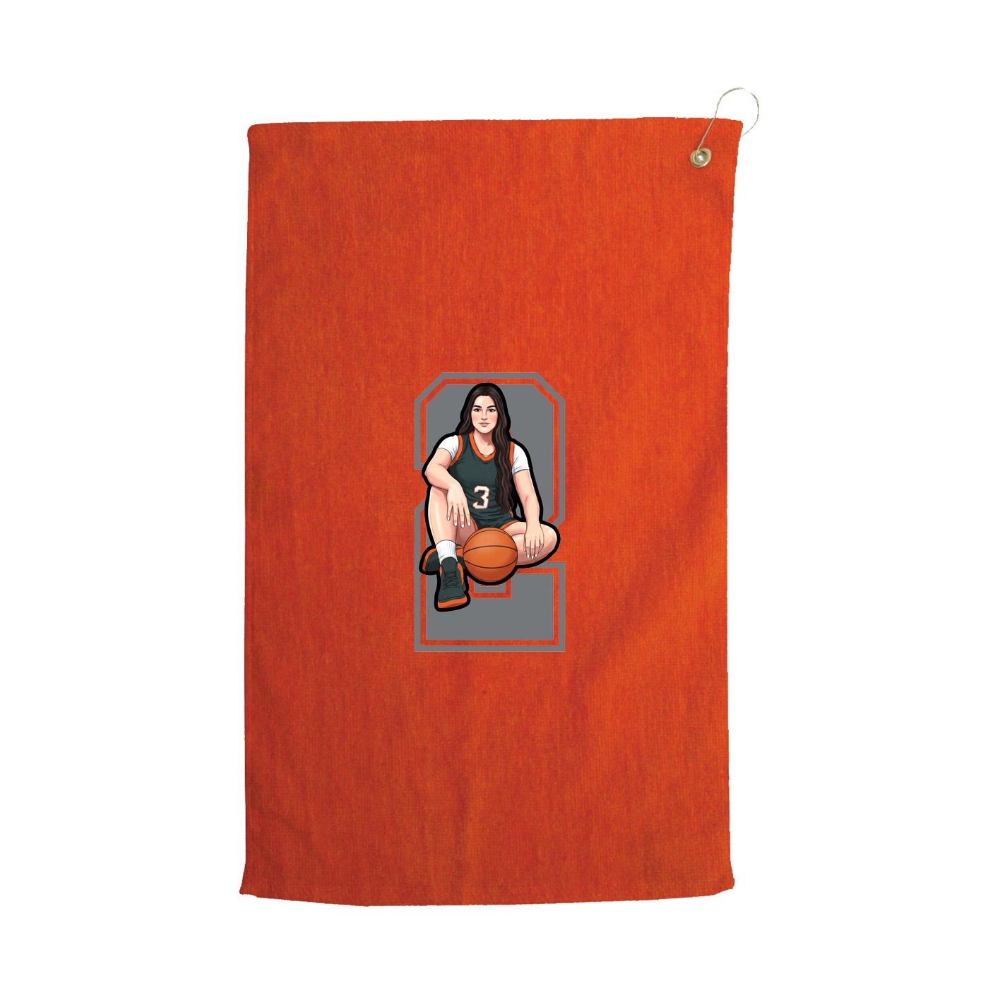 Golf Towel — Number in Orange