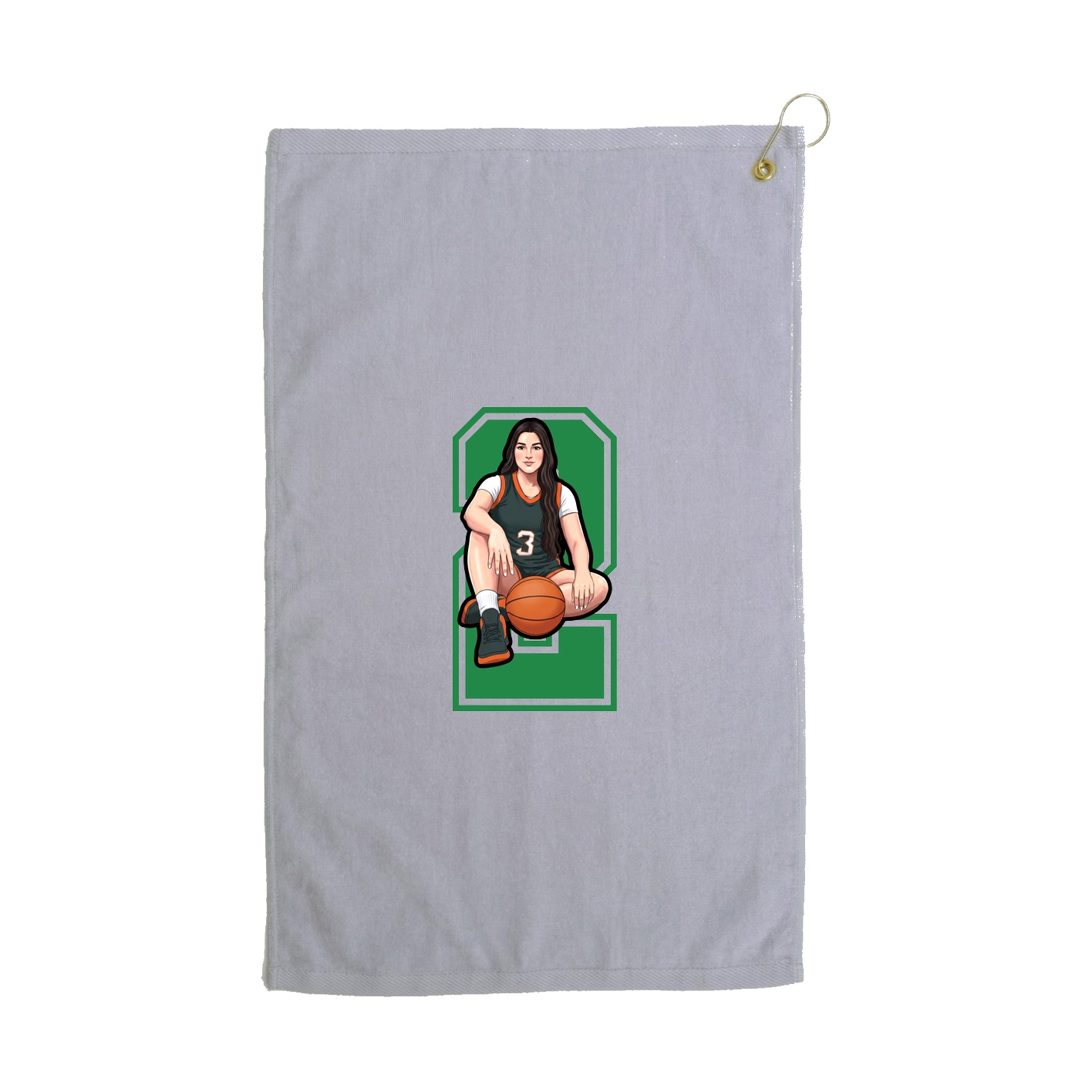 Golf Towel — Number in Grey