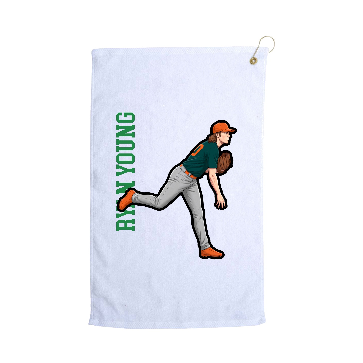 Golf Towel — Name Vertical in White
