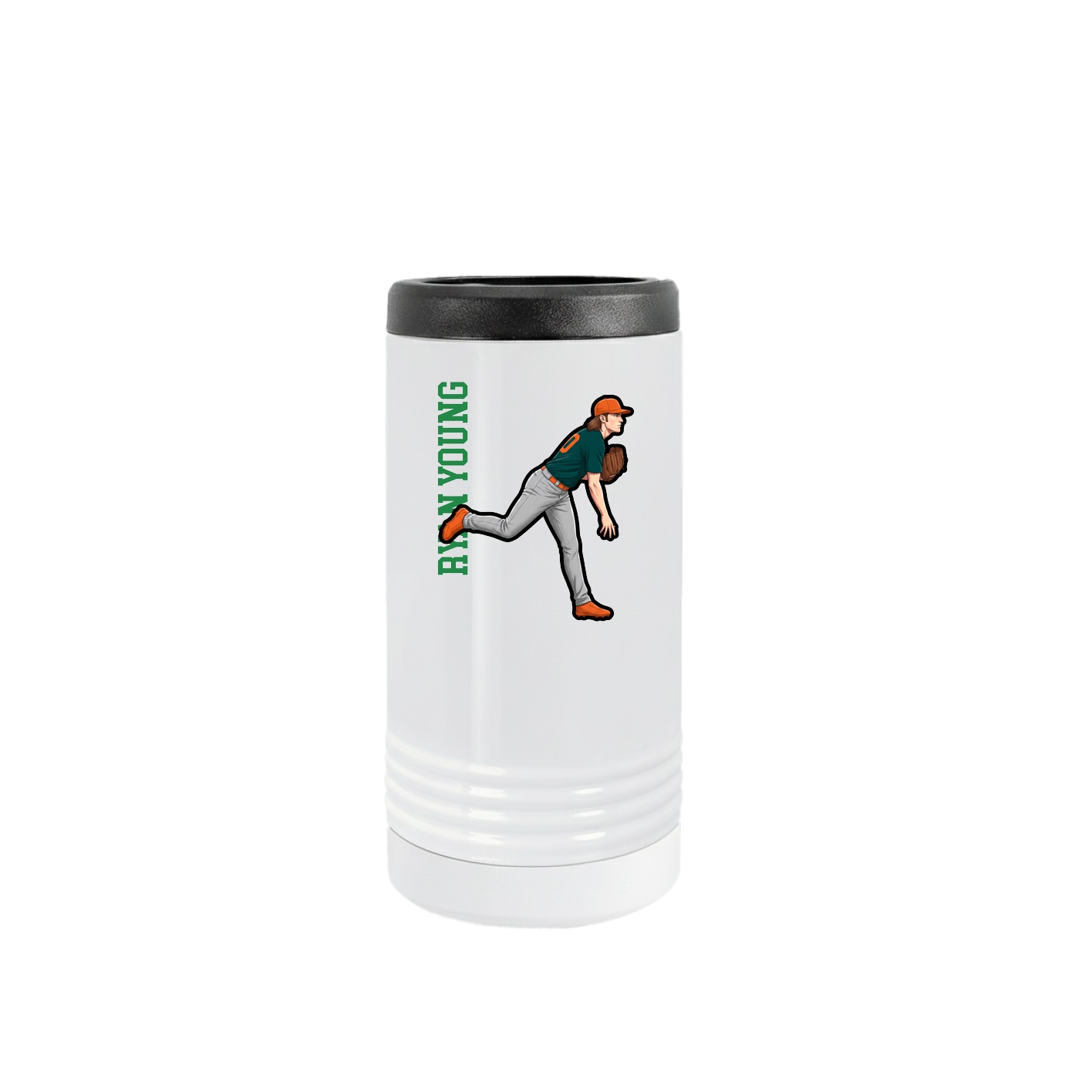 Slim Beverage Holder — Name Vertical in White