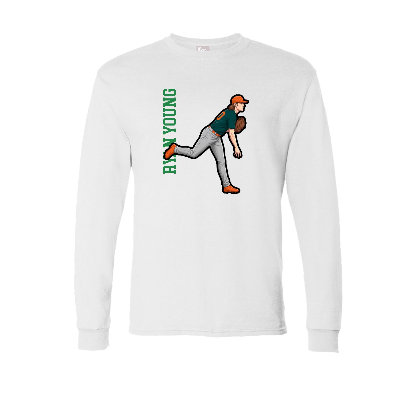 Long Sleeve Tee — Name Vertical in White