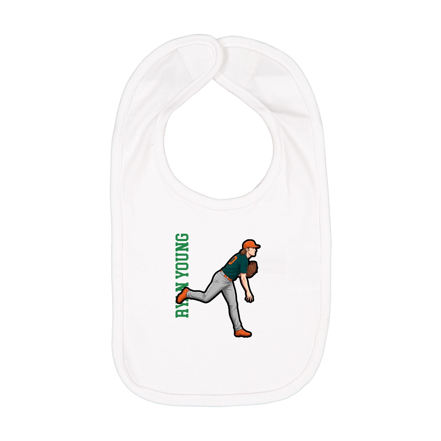 Infant Bib — Name Vertical in White