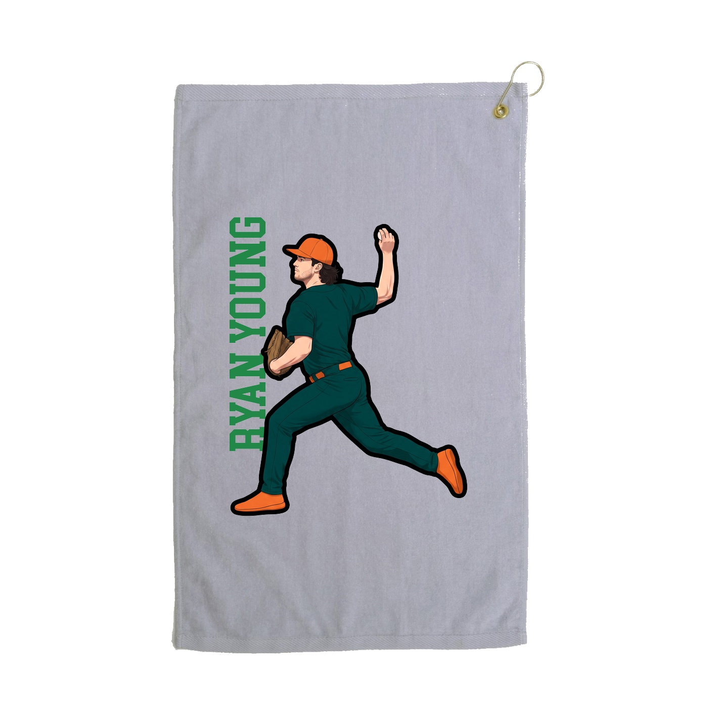 Golf Towel — Name Vertical in Grey