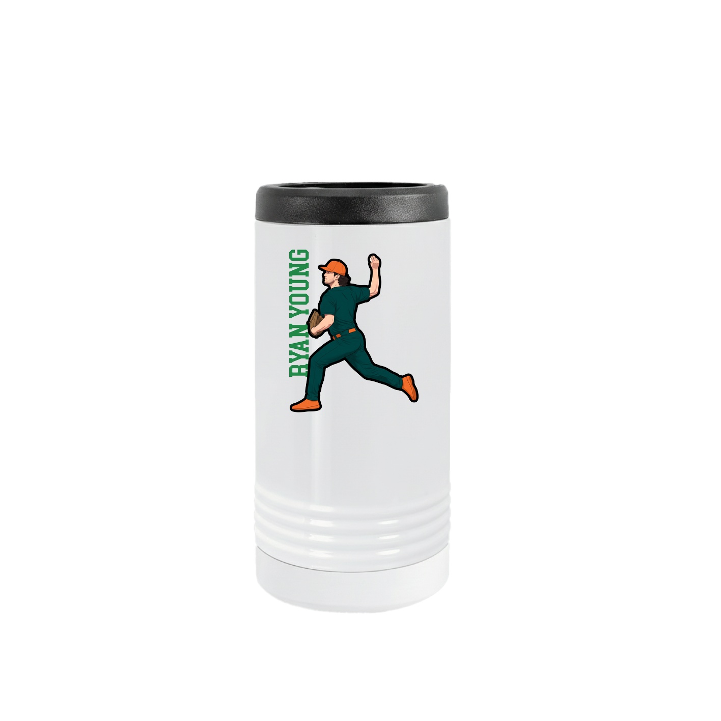 Slim Beverage Holder — Name Vertical in White