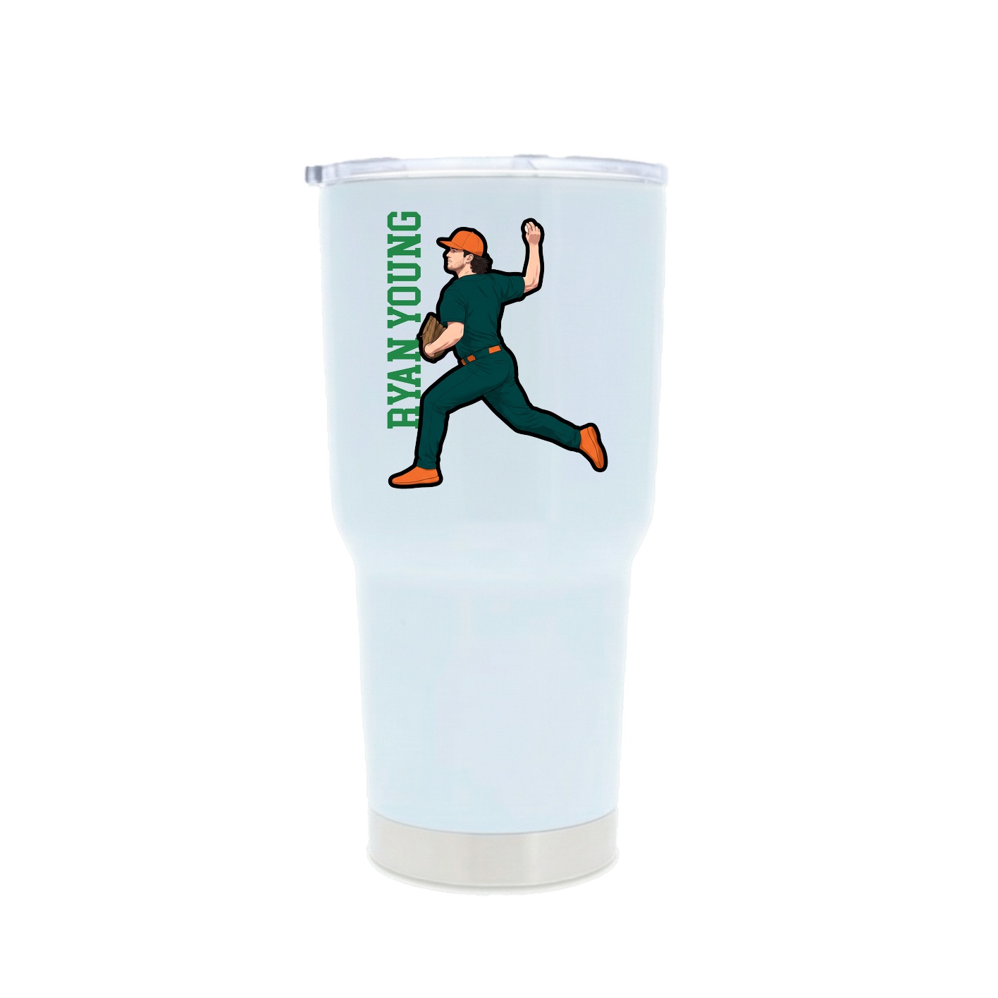 30oz Stainless Steel Tumbler — Name Vertical in White