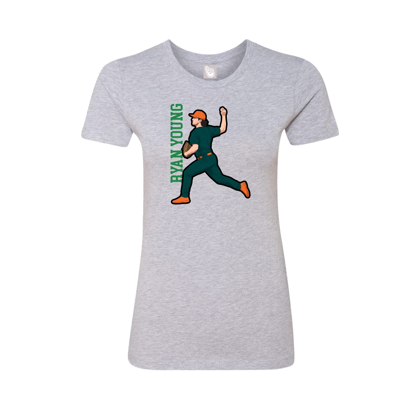 Fitted Women's Tee — Name Vertical in Grey