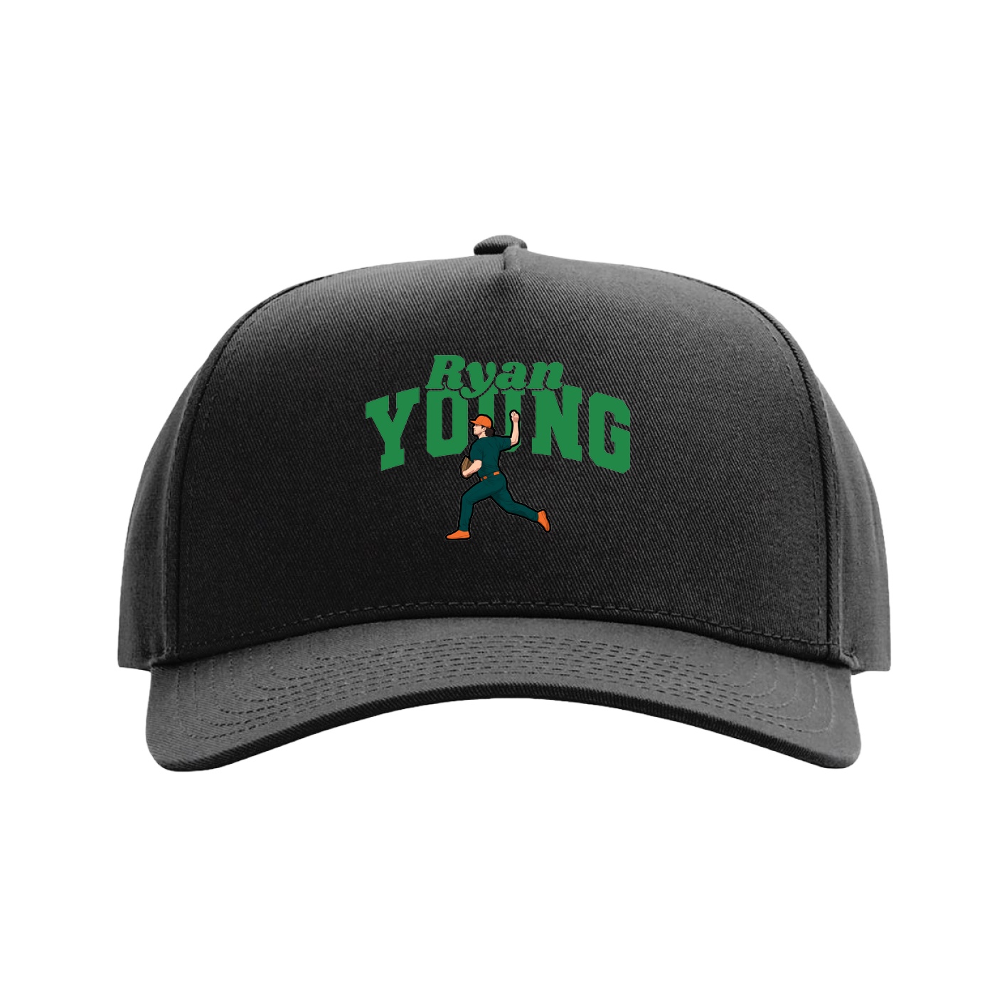 Full Fabric Five-Panel Champ Cap — Signature Arch in Black