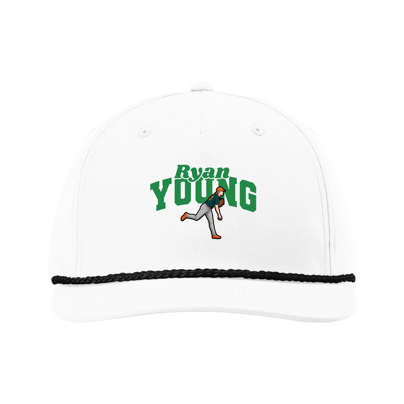 Five-Panel Classic Rope Cap — Signature Arch in White