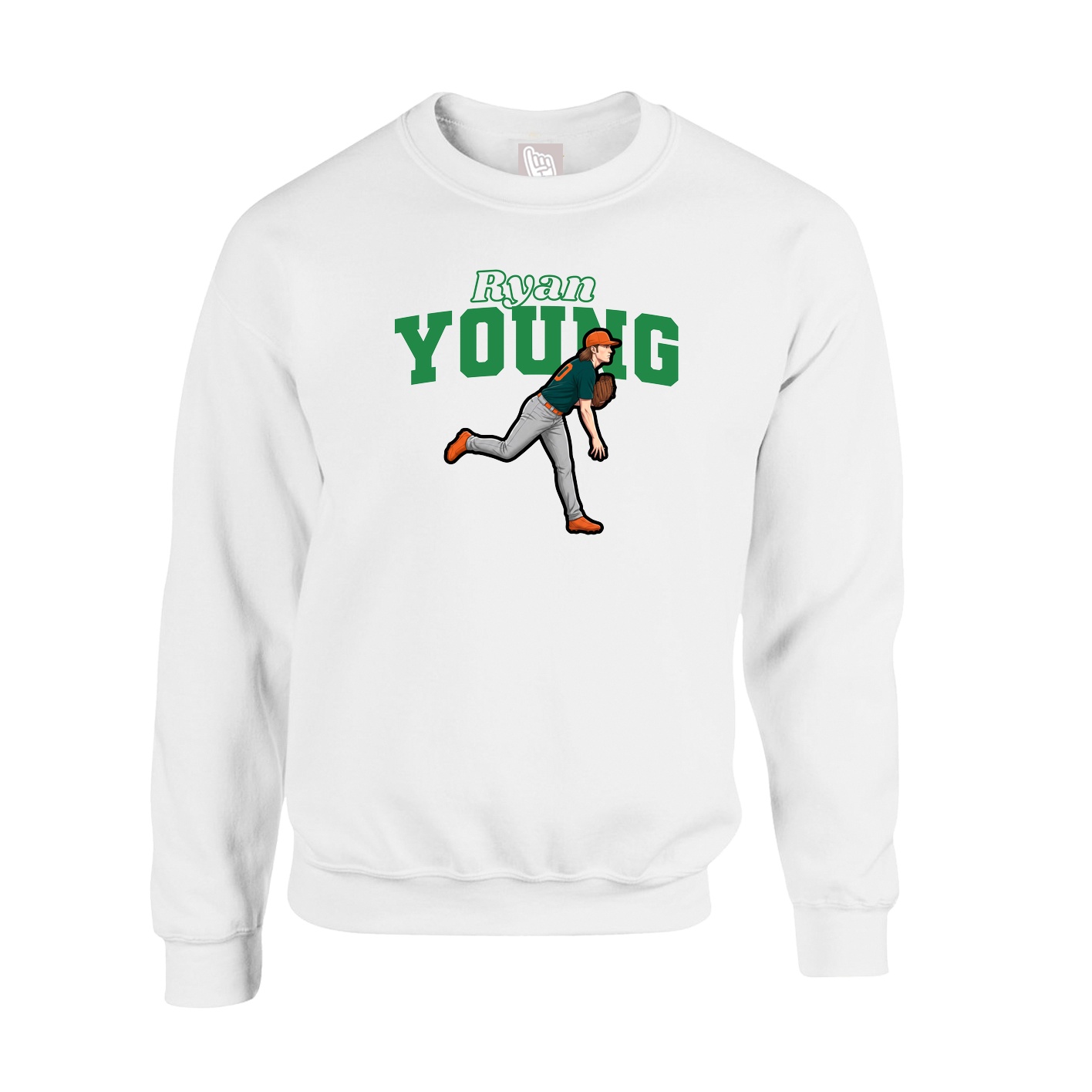 Fleece Crew — Name Arch in White