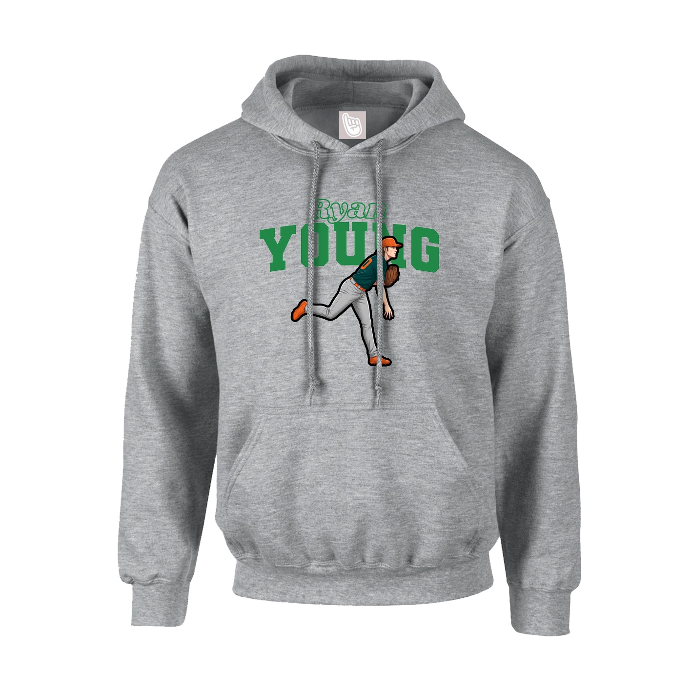 Youth Hoodie — Name Arch in Grey