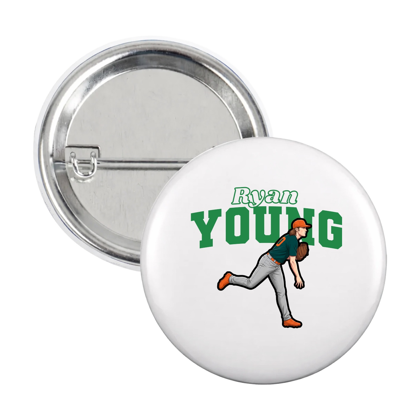 Game Day Button — Name Arch in White