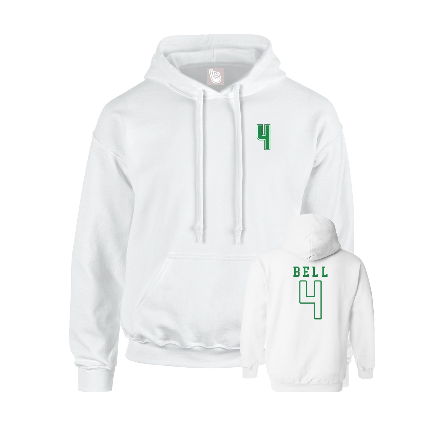 Youth Hoodie — Chest Back in White