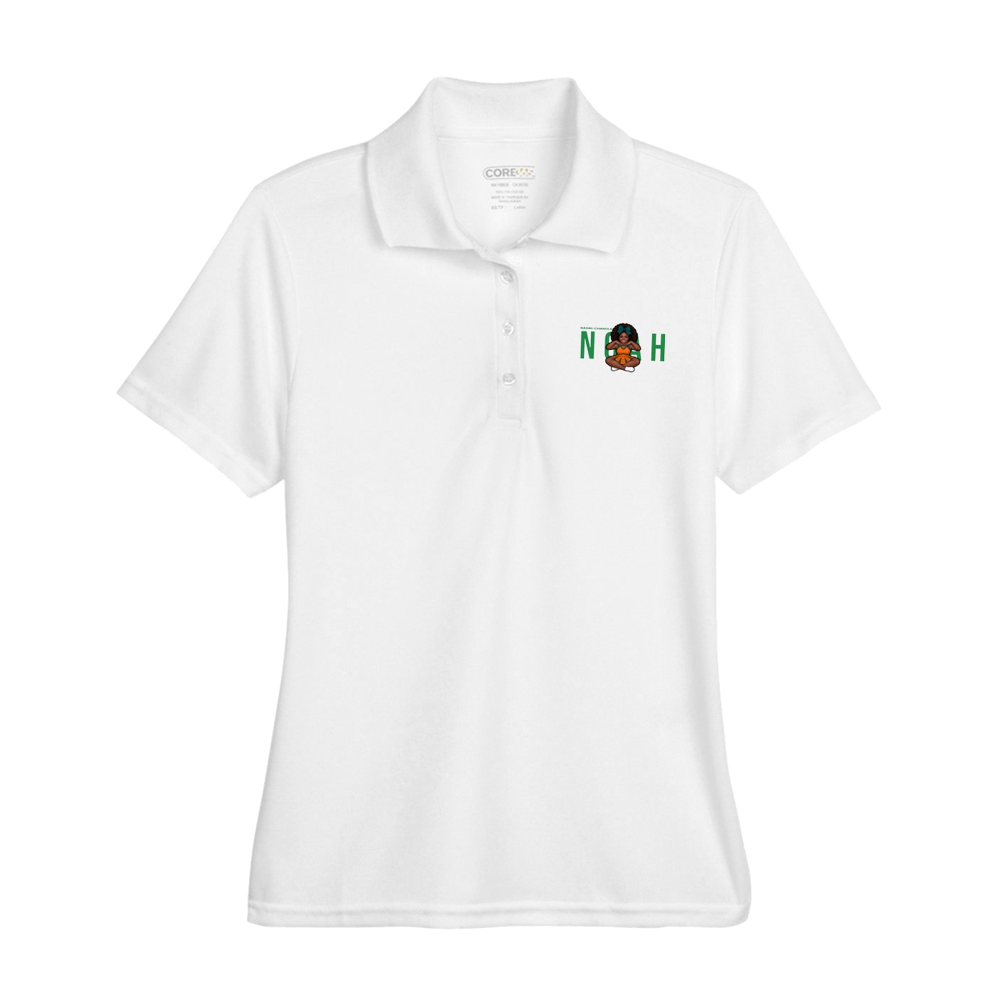 Womens Performance Polo — Player Name in White