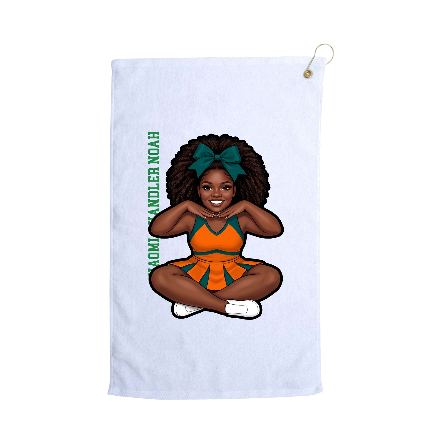 Golf Towel — Name Vertical in White