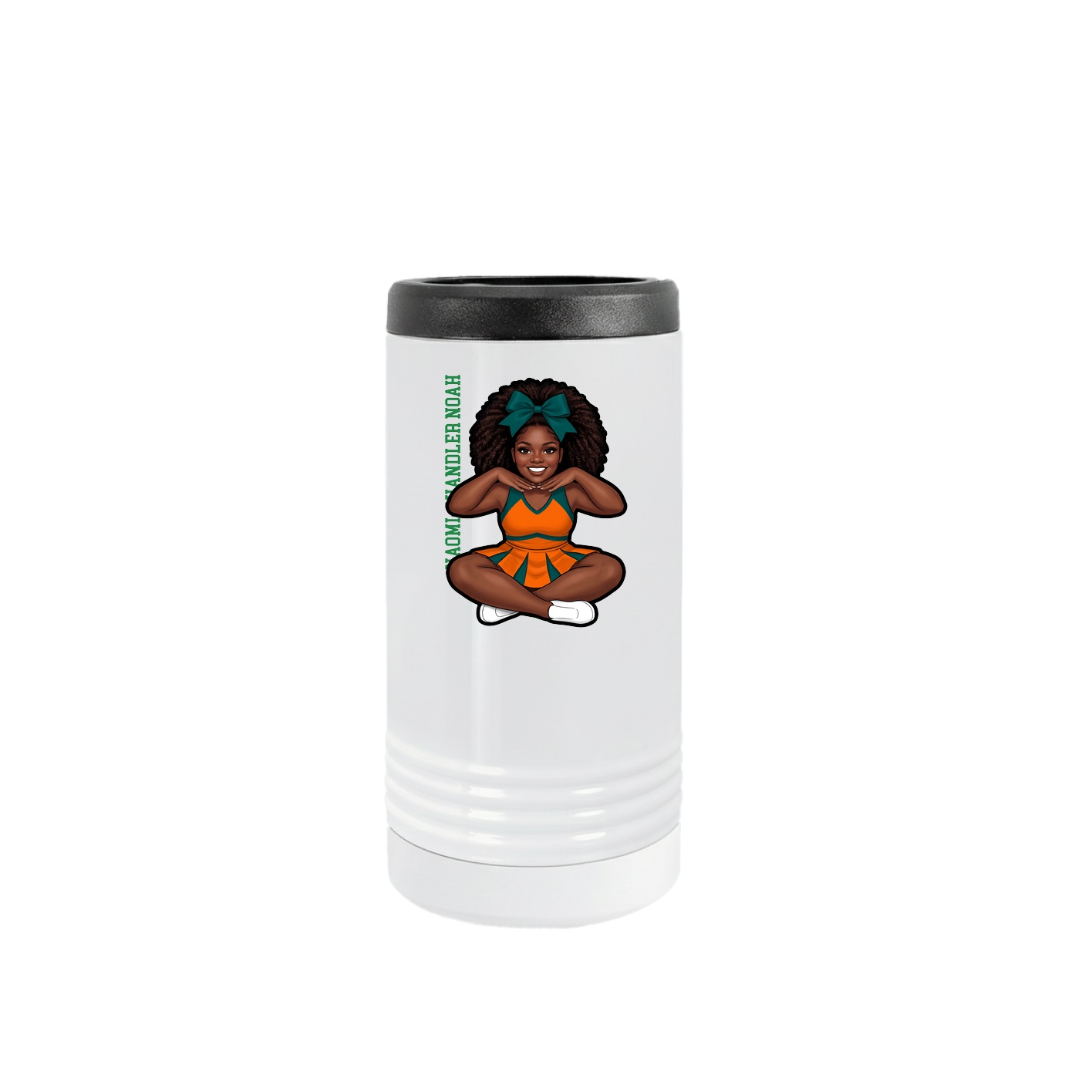 Slim Beverage Holder — Name Vertical in White