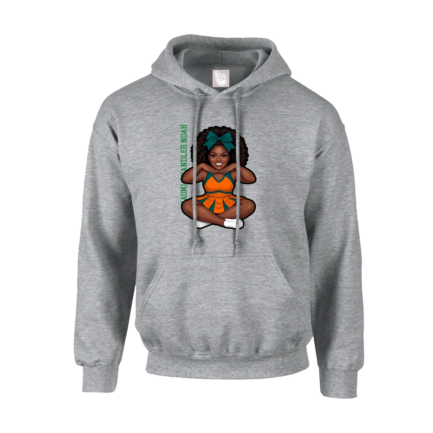 Hoodie — Name Vertical in Grey