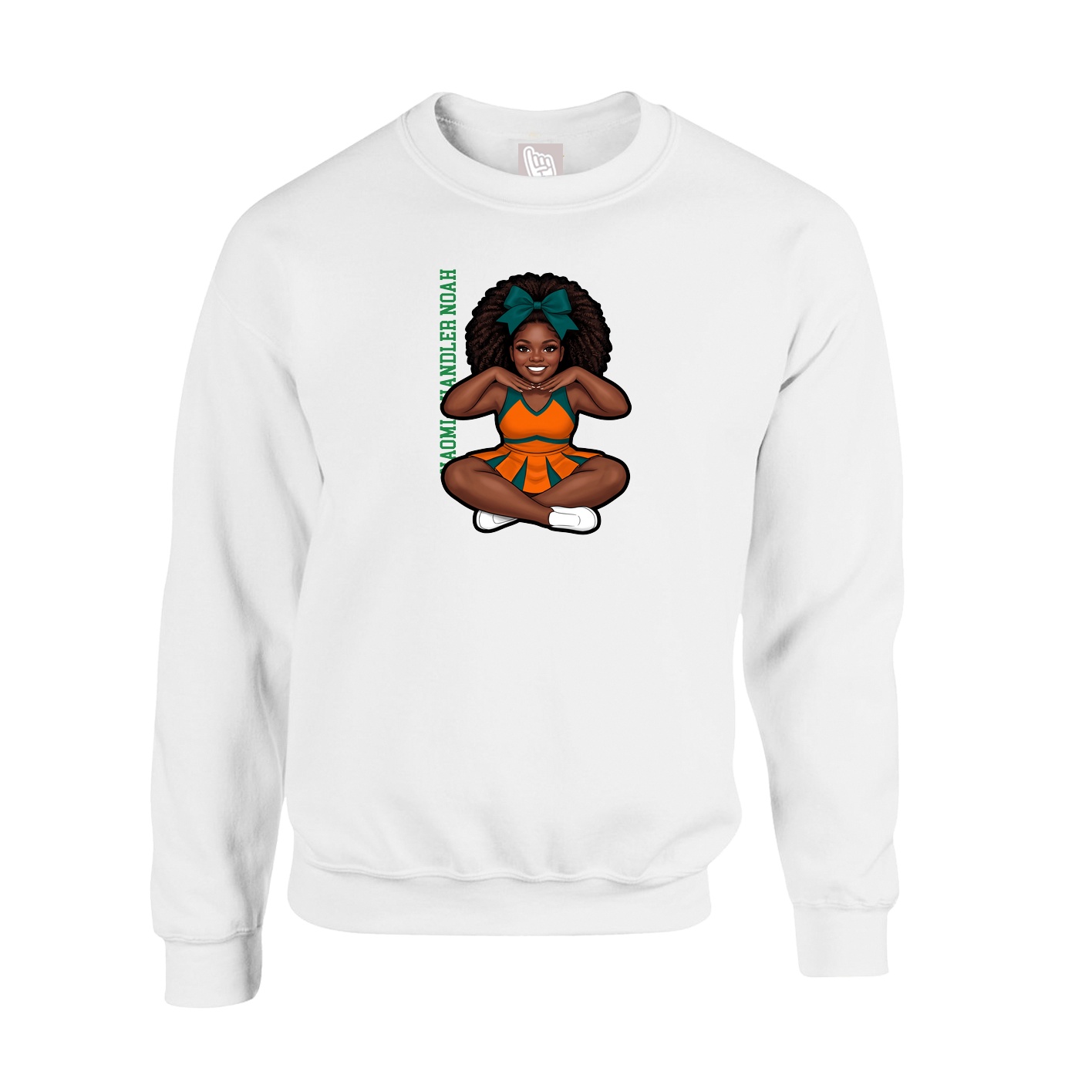 Fleece Crew — Name Vertical in White