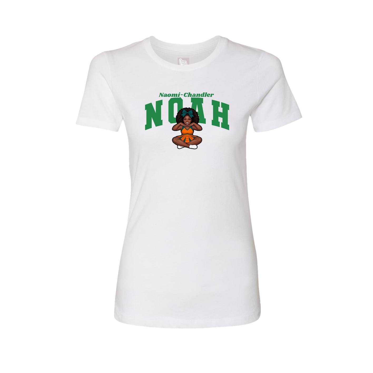 Fitted Women's Tee — Signature Arch in White