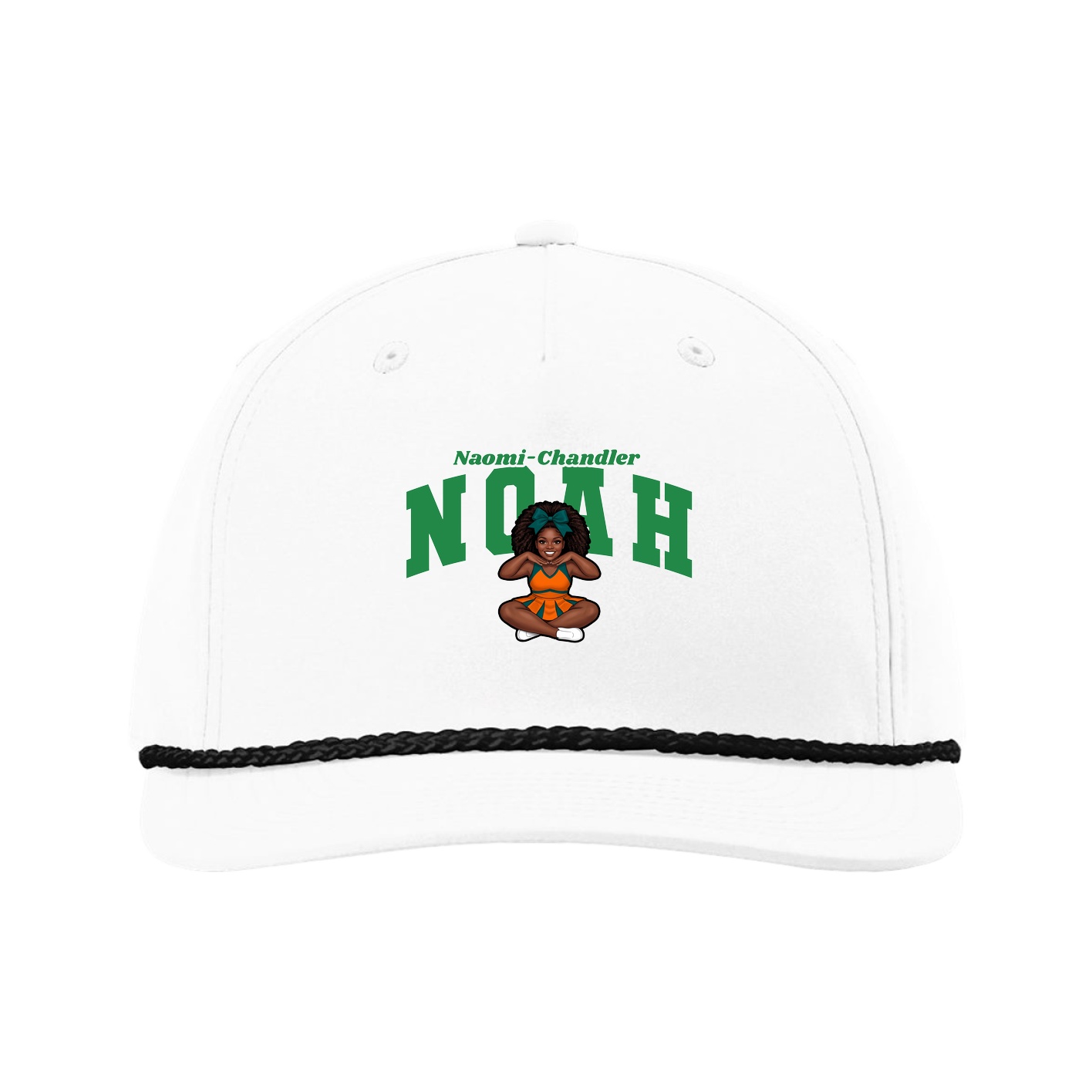Five-Panel Classic Rope Cap — Signature Arch in White