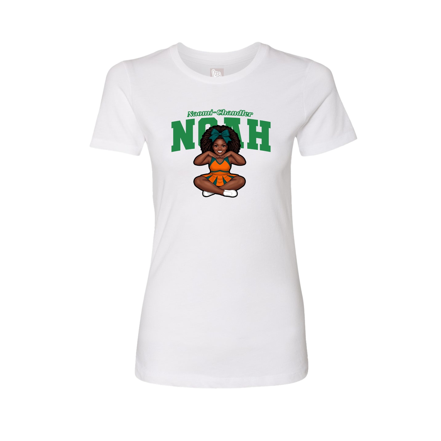 Fitted Women's Tee — Name Arch in White