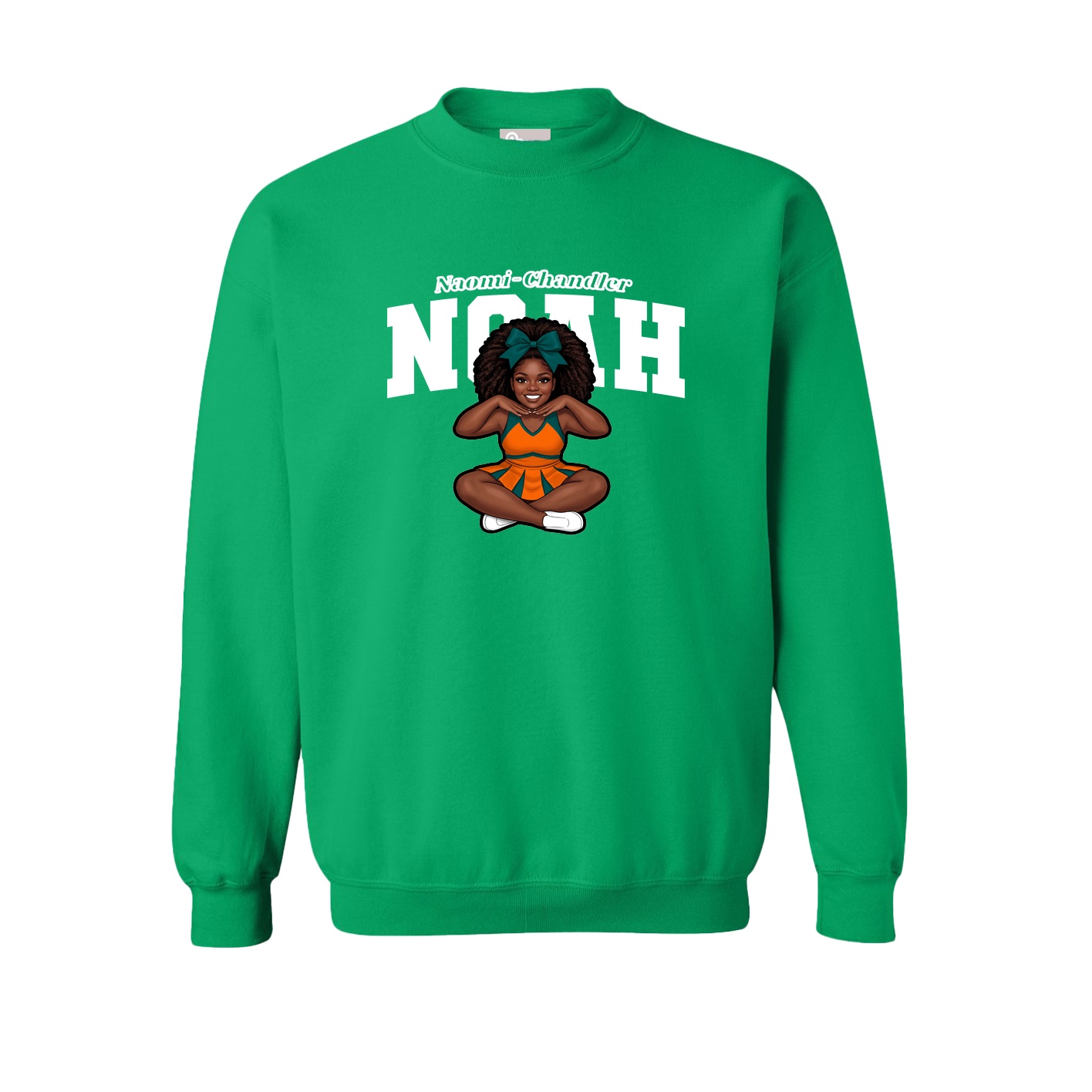 Fleece Crew — Name Arch in Green