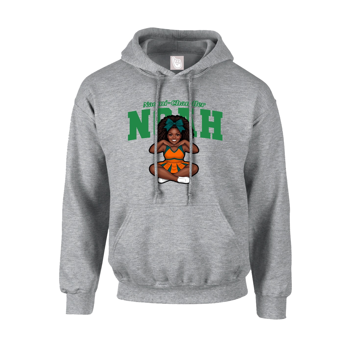 Youth Hoodie — Name Arch in Grey