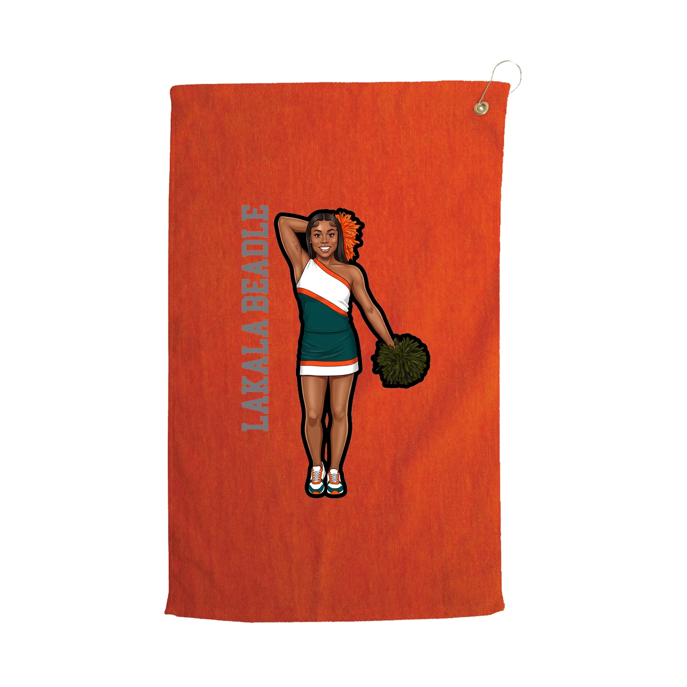 Golf Towel — Name Vertical in Orange