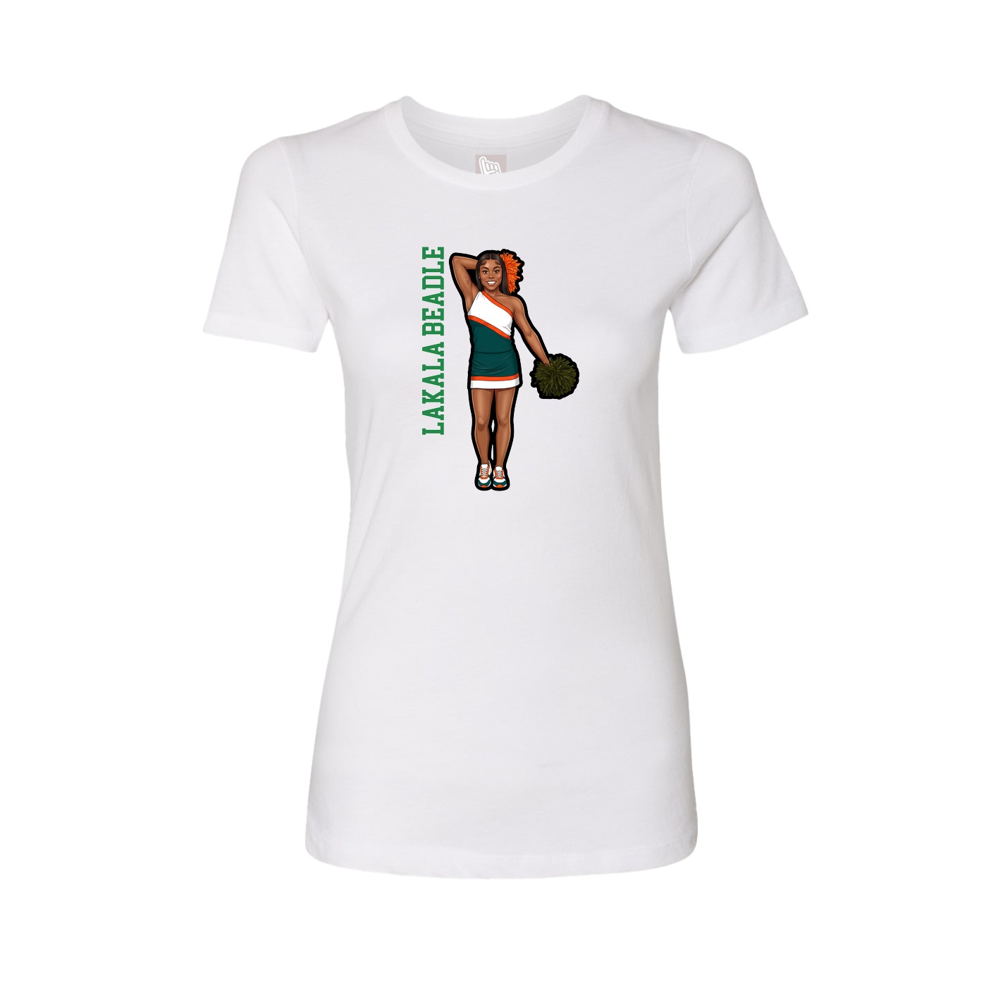 Fitted Women's Tee — Name Vertical in White