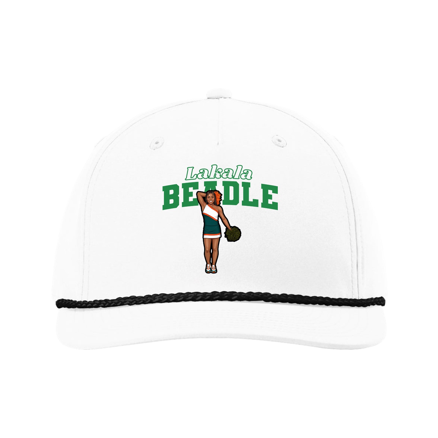 Five-Panel Classic Rope Cap — Name Arch in White