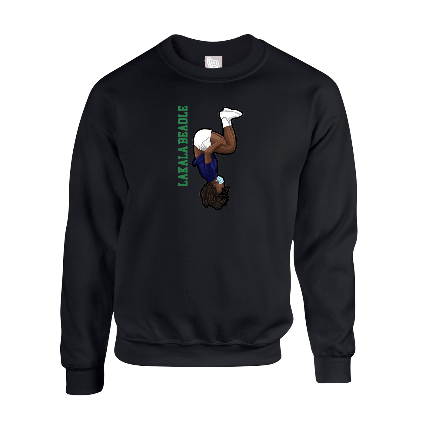 Fleece Crew — Name Vertical in Black