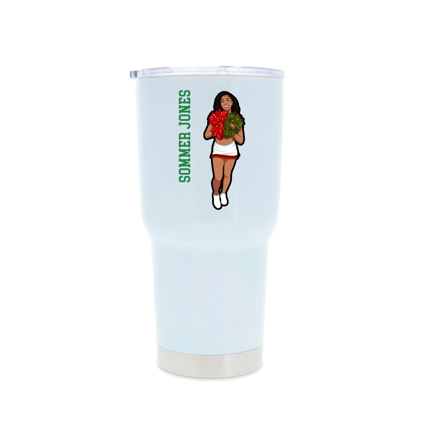 30oz Stainless Steel Tumbler — Name Vertical in White