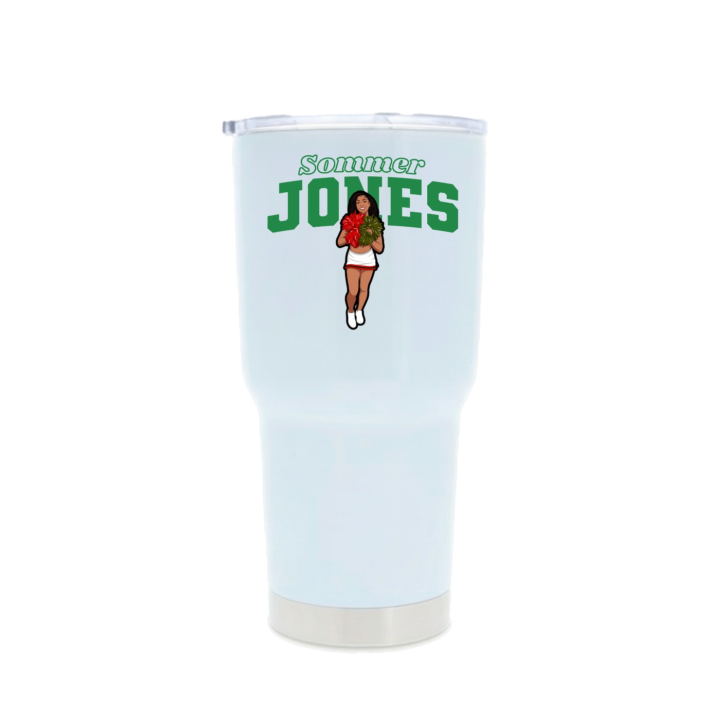 30oz Stainless Steel Tumbler — Name Arch in White