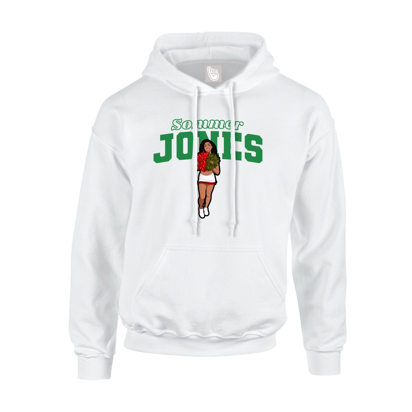 Youth Hoodie — Name Arch in White