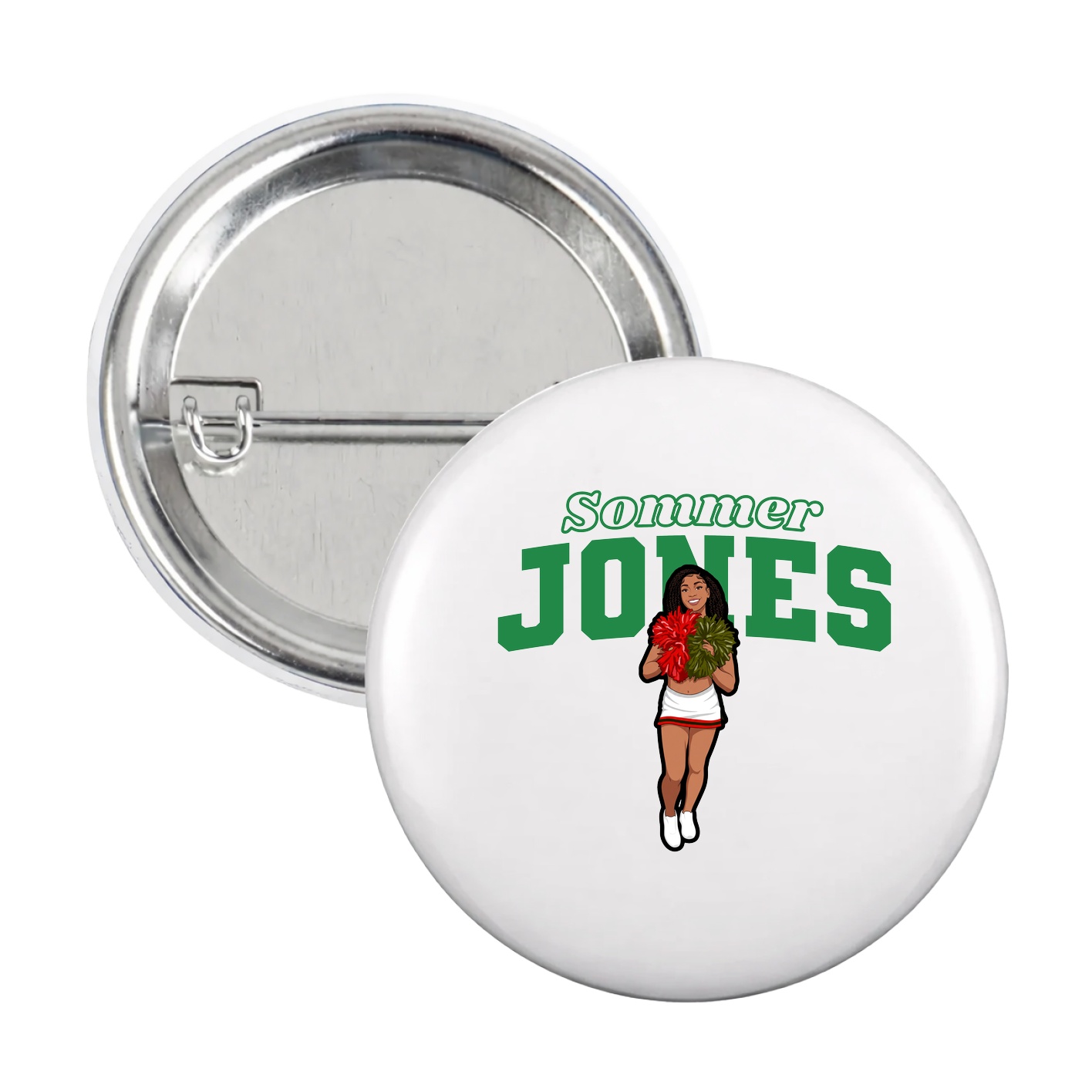 Game Day Button — Name Arch in White
