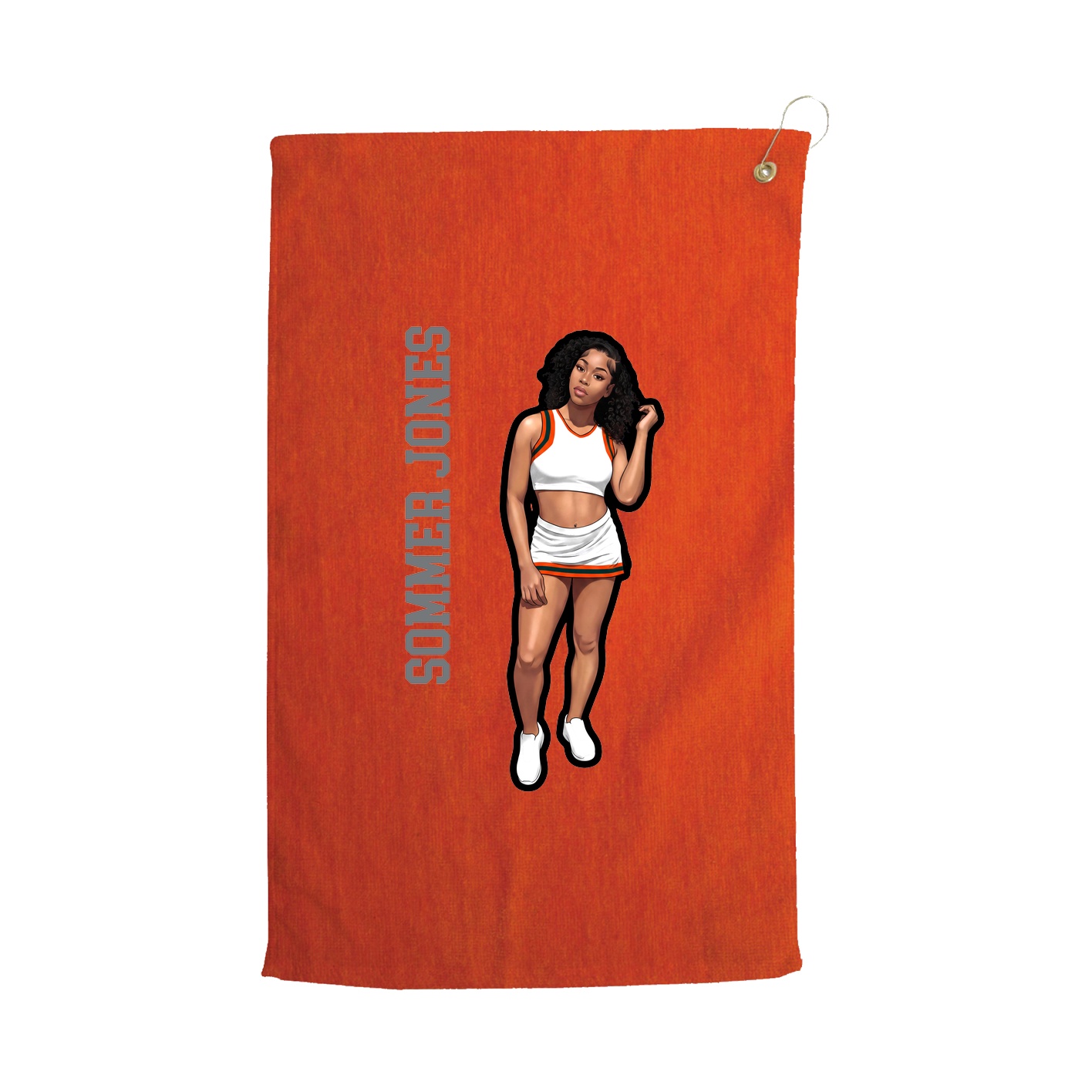 Golf Towel — Name Vertical in Orange