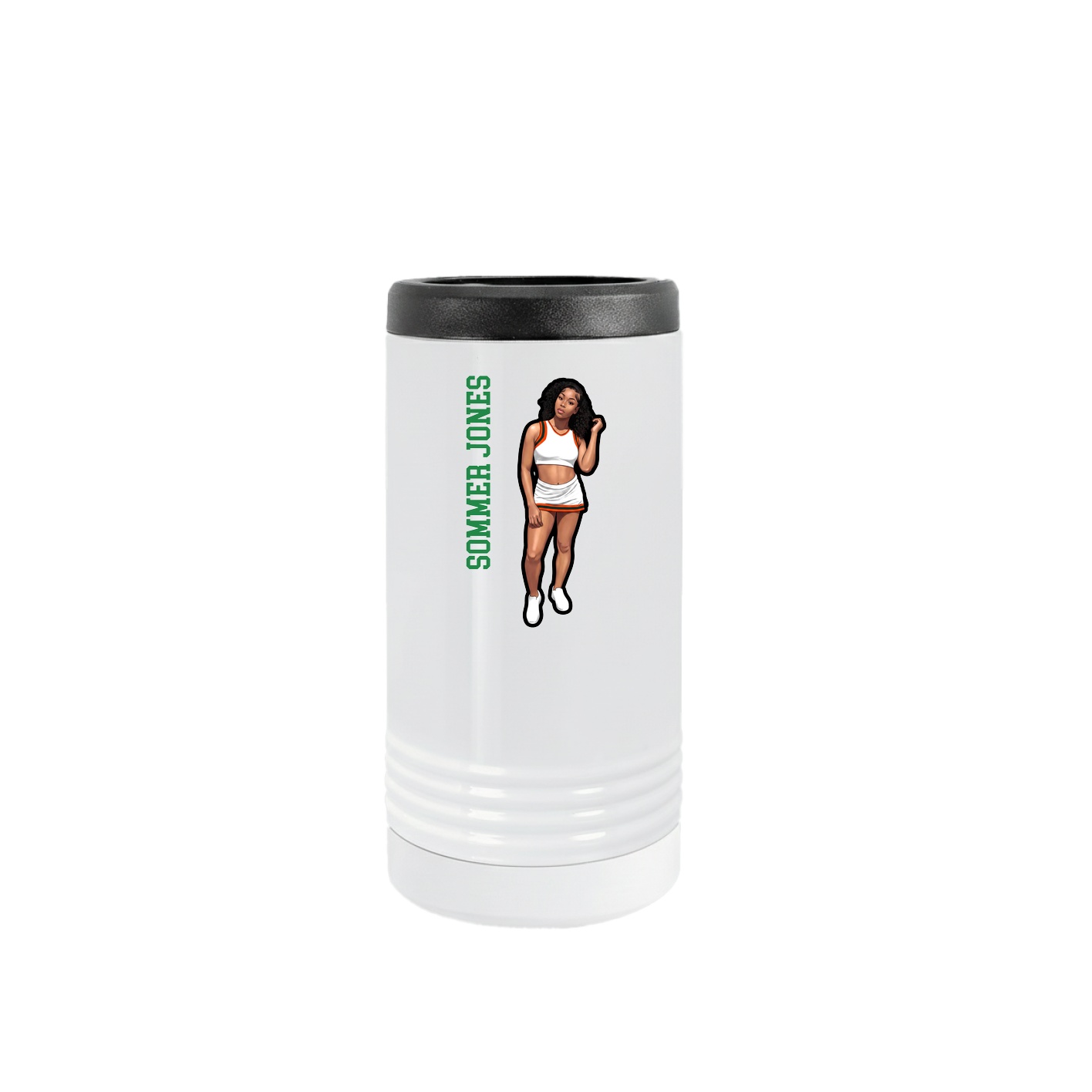 Slim Beverage Holder — Name Vertical in White