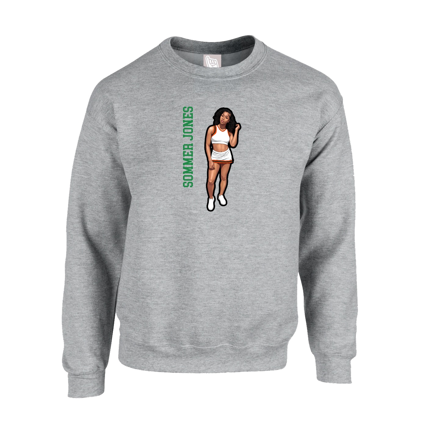 Fleece Crew — Name Vertical in Grey