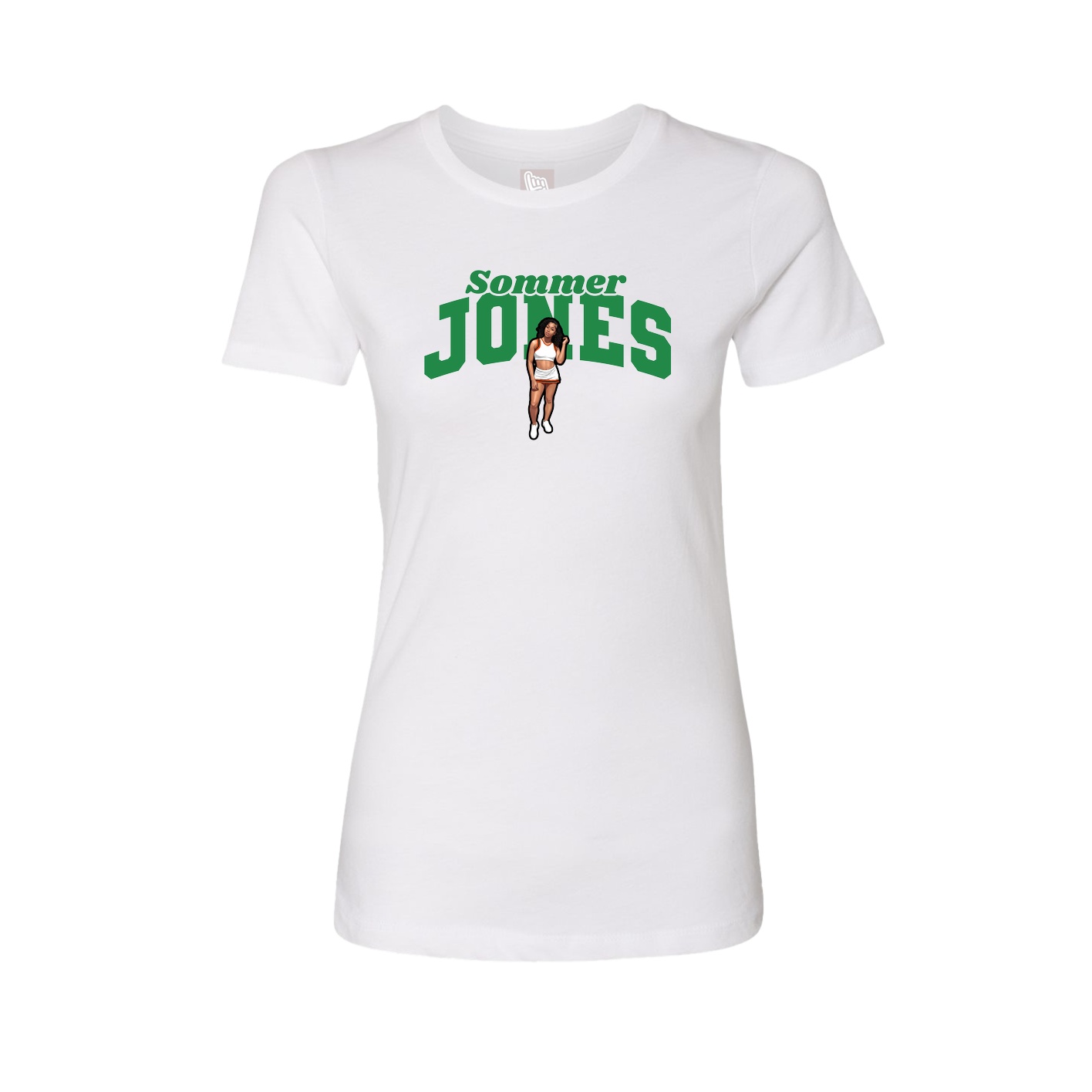 Fitted Women's Tee — Signature Arch in White