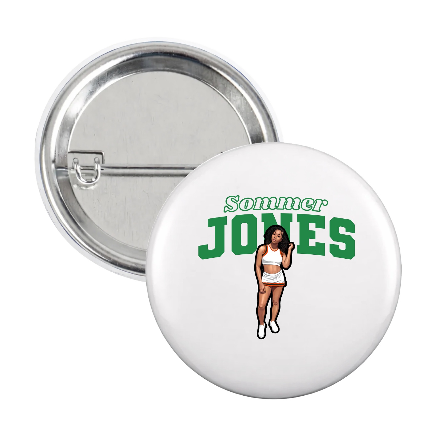 Game Day Button — Name Arch in White