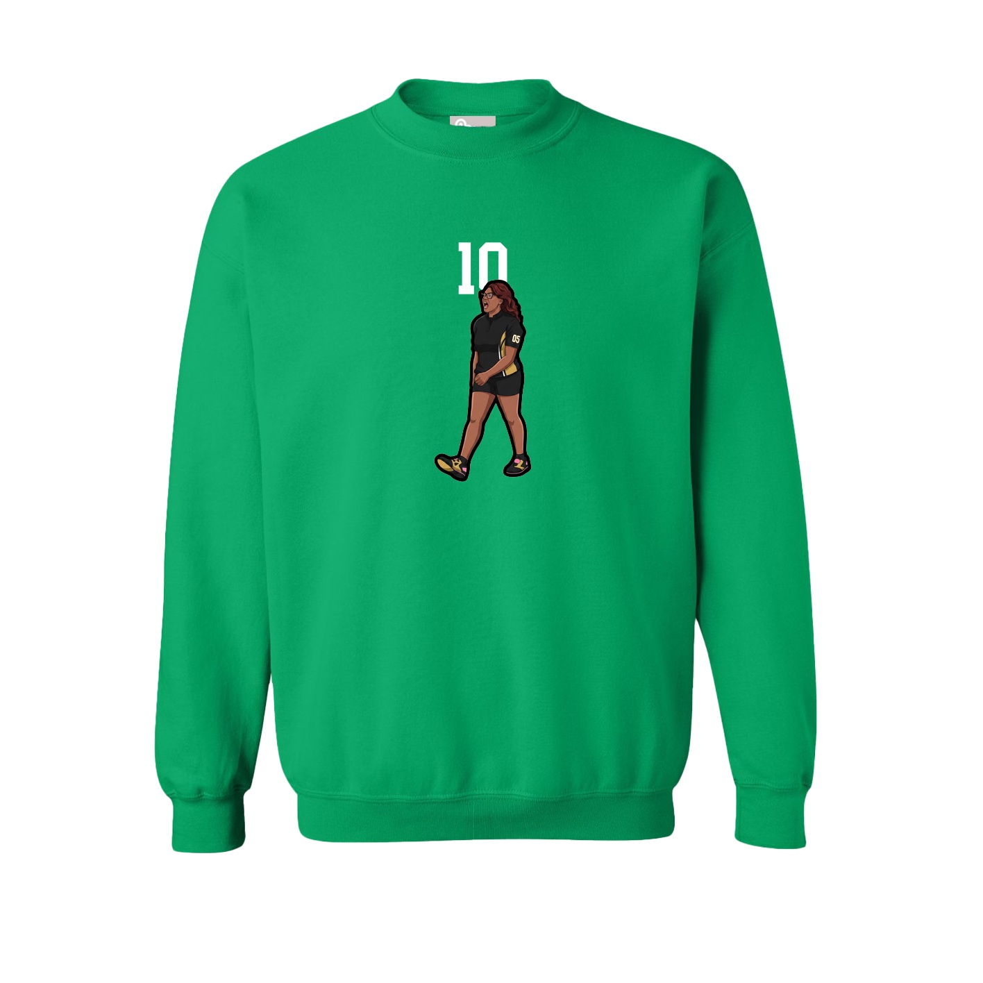 Fleece Crew — Number Top in Green