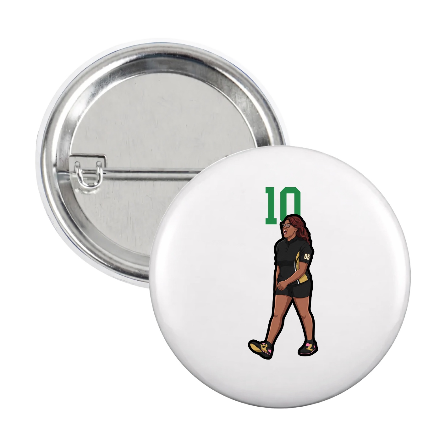 Game Day Button — Number Top in White