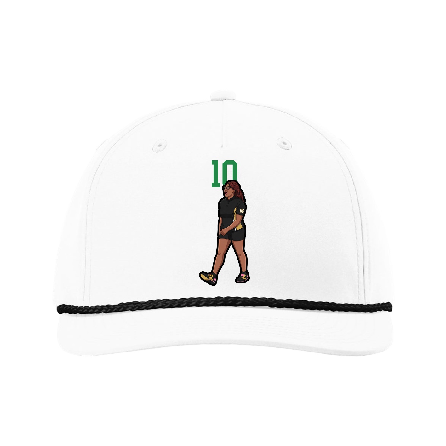 Five-Panel Classic Rope Cap — Number Top in White